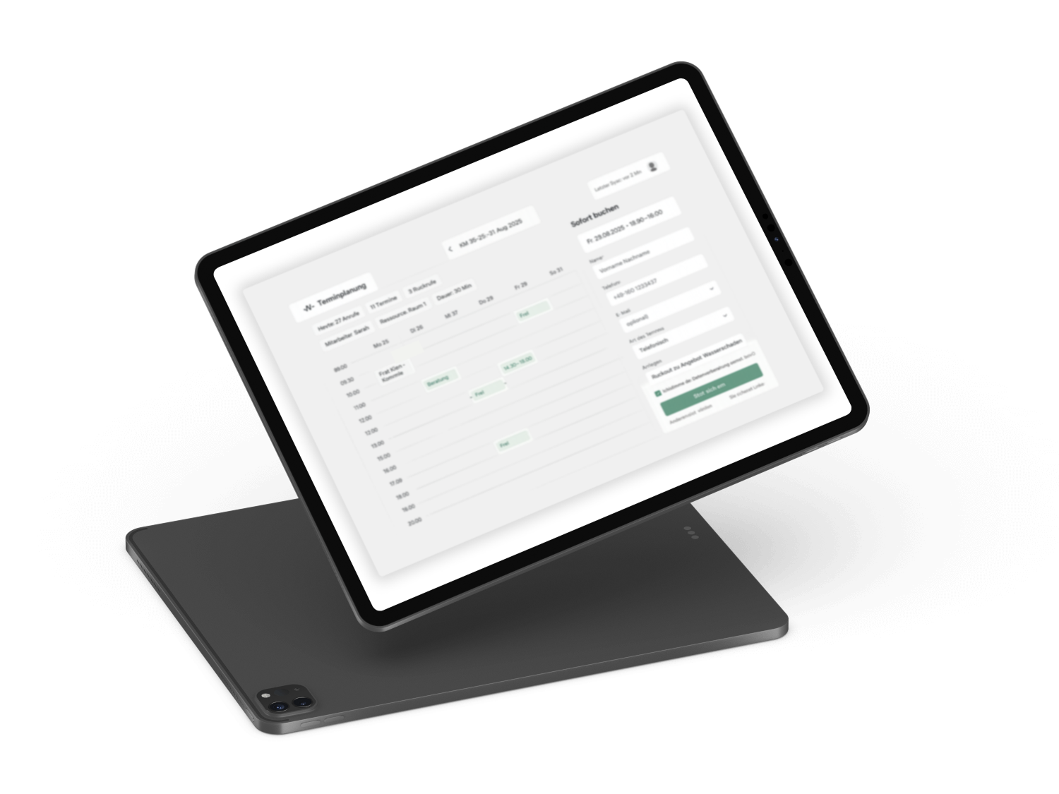 Tablet mit einer Benutzeroberfläche zur Terminplanung und Automatisierung.