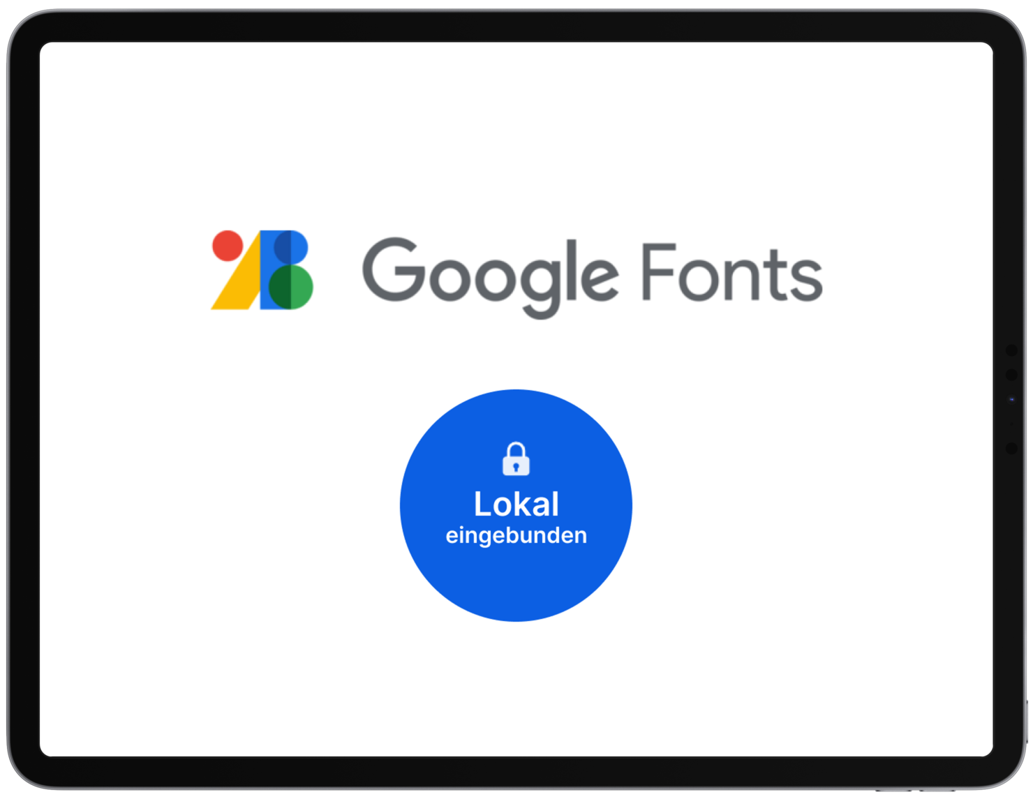 Bild mit dem Logo von Google Fonts und dem Hinweis Lokal eingebunden.