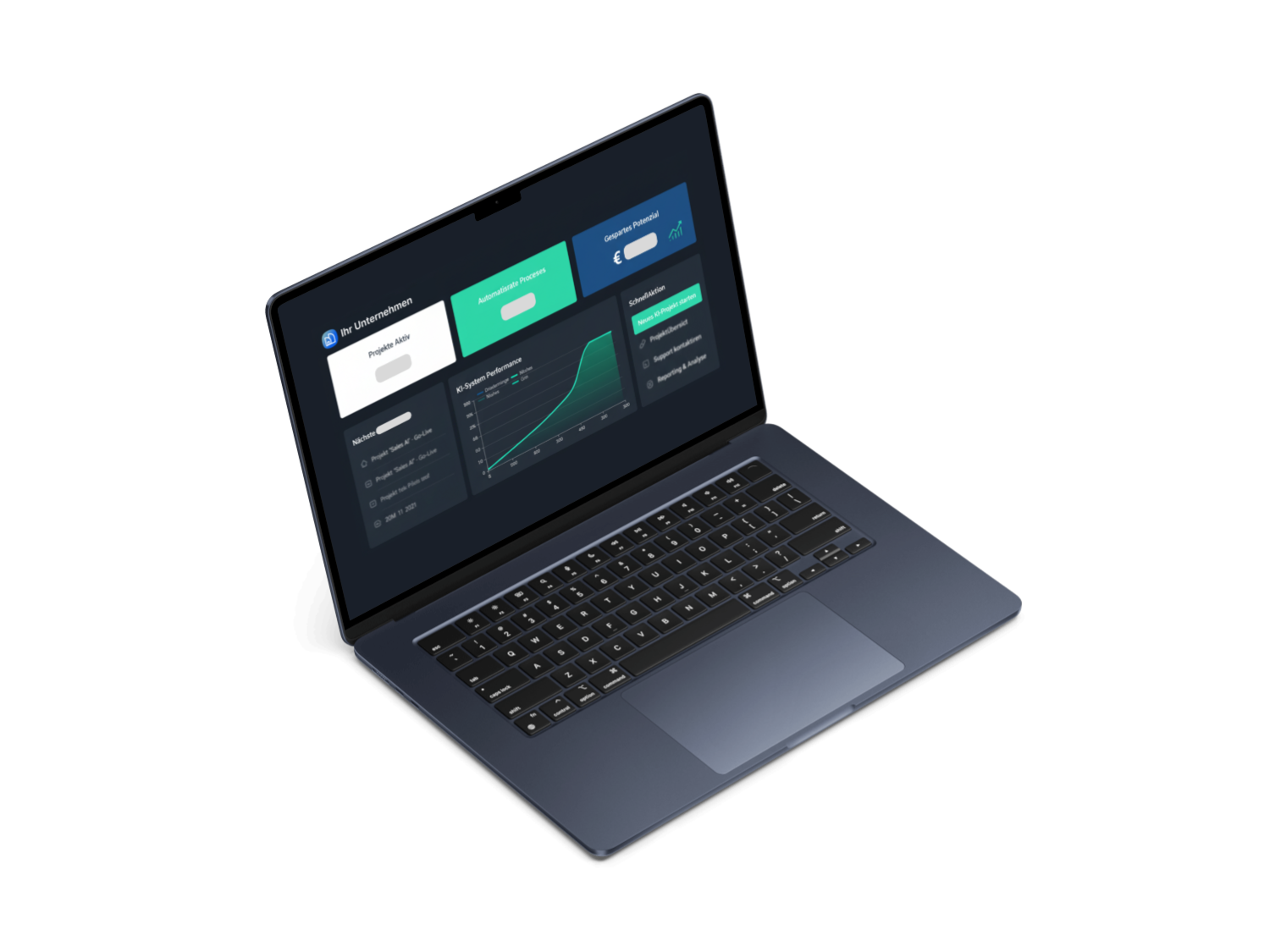 Bild eines Laptops mit einem Dashboard für Automatisierung und KI-Strategie in Bad Homburg.